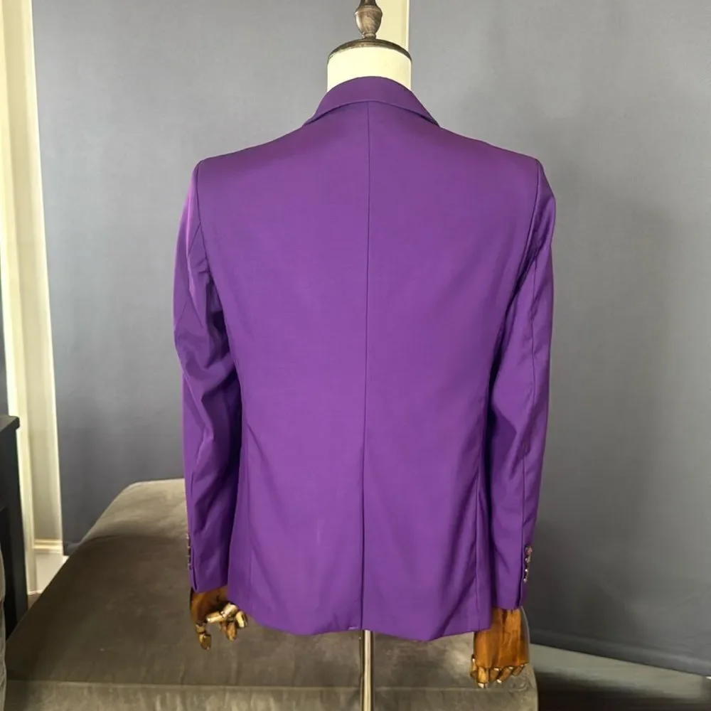 Men’s Mogu Purple Suit Jacket Blazer One Button Notched Lapel Size 36 NWT